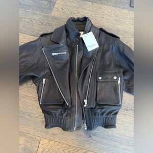NWT $3790 Isabel Marant Aneli black leather jacket FR34
